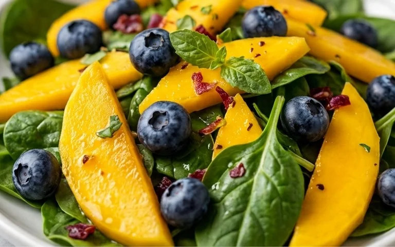 Mango Salad with Spinach and Blueberries