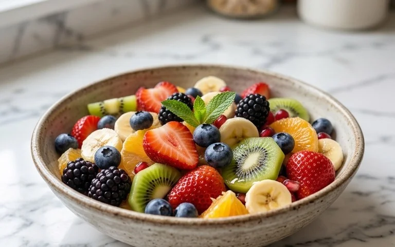 Easy Breakfast Fruit Salad with Yogurt & Nuts