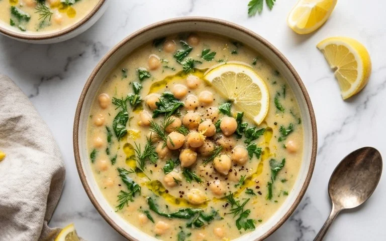 Easy Lemony Greek Chickpea Soup Recipe